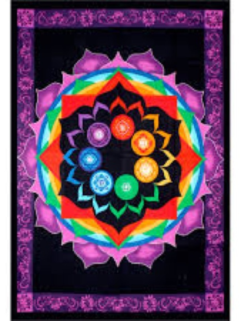 Vibrant Rainbow 7 Chakra Mandala Wall Tapestry